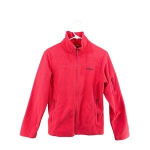 Columbia Light Red Fleece Full Zip Jacket EUC Women's Size M